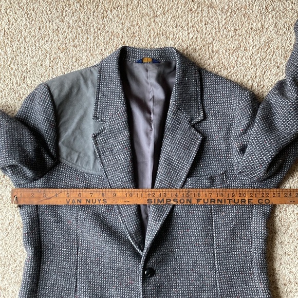 Vtg Pendleton Men’s Gray Multi-Color Fleck Tweed Wool Blazer Jacket Suede Trim - Picture 9 of 15